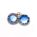 Facettierter runder blauer Kristallanhänger mit Goldfassung für DIY Schmuckherstellung - Größe 14 / 13 Mm (50 Stück/packung)
