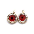 Detail of red evil eye charms with faceted crystals and golden alloy metal setting - Size 4 / 13mm 1.2g/piece (20 Pieces/pack)