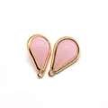 Pendentif goutte en pierre naturelle rose avec bordure dorée et trou pour bijoux DIY - Taille 11 / 7 X 12 X 19 Mm 15 G/pièce (50 Pièces/paquet)
