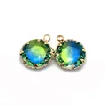 Grün-blauer Kristallanhänger mit Facettenschliff und goldener Kronenfassung für DIY Schmuck - Größe 15 / 13 Mm (50 Stück/packung)