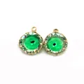 Green faceted crystal evil eye pendants with gold plating for jewelry making - Size 5 / 13mm 1.2g/piece (20 Pieces/pack)