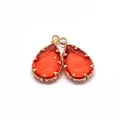 Ciondolo a goccia in pietra naturale sfaccettata arancione con bordo dorato per gioielli - 11x18mm / Rosso Arancio (N. 1)