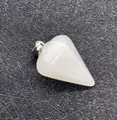 Hartvormige opaalsteen hanger met een zilveren metalen oogje voor DIY-sieraden - Taps toelopende pijp / Witte Jade