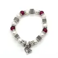 Bracciale di perle naturali con perle bordeaux e ciondolo a cuore vintage - Stile elegante rosso vino retrò / Borgogna