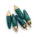Macro detail of five faceted bullet-shaped purple and green natural stone pendants - Phoenix Stone Pattern (No. 9)