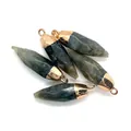 Faceted natural labradorite gemstone bullet pendants with rose gold metal caps set of 5 - Labradorite Pattern (No. 13)