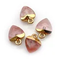 Rosa herzförmige facettierte Natursteinanhänger mit Goldmetallhaken für DIY-Schmuck - 10x14mm / Wassermelonen Quarz