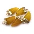 Chili shaped yellow natural stone pendant with gold plated bail for DIY jewelry making - Topaz