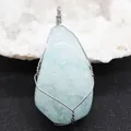 Lichtblauwe kristallen druppelhanger met zilverdraadwikkeling voor DIY-sieraden - 15x30-25x60mm / Blauw