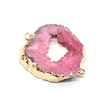 Onregelmatige roze druzy kwarts connector hanger met vergulde randen voor sieraden - Roze Druzy Stijl (6)