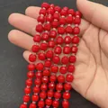 Polished faceted red crystal beads for DIY jewelry with iridescent spacers strands - Faux Red Coral