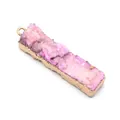 Rectangle natural stone pendant in pink purple crystal with gold plated metal base - 8x38-12x48mm / Pink
