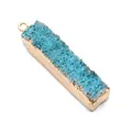 Rectangle lake blue druzy stone pendant with gold plating for DIY jewelry making - 8x38-12x48mm / Lake Blue