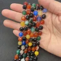 Faceted natural stone beads strings in various colors for DIY necklace jewelry making - Multicolor Agate
