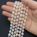Faceted natural macaron semi-precious gemstone beads in pink and blue for DIY jewelry - Morganite Stone Style