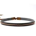 Dettaglio di cinturino per cappello vintage con fascia nera opaca e corda marrone intrecciata - 07-Nero Marrone Bicolore Intreccio