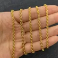 Cadena de eslabones dorados con textura grabada para creación de joyas DIY y collares - Estilo de conexión de anillo grabado (Talla 3, 3,5 mm)