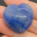 Polished blue natural heart-shaped stone bead with unique mineral texture - 30x30mm, 14mm Thickness / Blue Natural Stone (1)