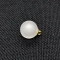 Matte white acrylic ball pendant with a gold metal loop for DIY jewelry making - 16mm / White