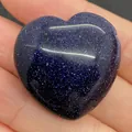 Polished blue goldstone heart-shaped bead with sparkling starlight effect - 30x30mm, 14mm Thickness / Blue Sandstone