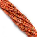 Detalle macro de cuentas cuadradas de piedra natural naranja para collares y joyería DIY - 2x4mm / No.9 Orange Red Texture