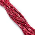 Vista macro de cuentas heishi de jaspe imperial rojo para hacer joyería - 2x4mm / No. 10 Textura Rojo