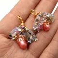 Handmade gold wire wrapped shell resin pendant with irregular pink freshwater pearl - Pink Pearl Shell Style (1)
