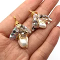 Handcrafted baroque pearl pendant with iridescent shell insets and gold wire wrapping - White Baroque Pearl Style (3)