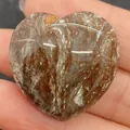 Polished heart-shaped natural stone bead with dark brown and silver veins, 30x30mm size - 30x30mm, 14mm Thickness / Brown Veined Jasper (No. 10)