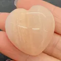 Polished peach quartz heart shaped natural stone bead for DIY jewelry making - 30x30mm, 14mm Thickness / Peach Stone (No. 12)