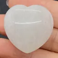 Polished white heart-shaped natural crystal stone for jewelry making and decor - 30x30mm, 14mm Thickness / White Crystal