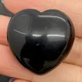 Polished black obsidian heart stone for DIY jewelry making and crystal healing - 30x30mm, 14mm Thickness / Black Agate