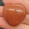 Polished red-brown goldstone heart bead with sparkling sandy texture for DIY jewelry - 30x30mm, 14mm Thickness / Gold Sandstone