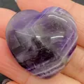 Polished heart-shaped purple amethyst stone with natural white banded textures - 30x30mm, 14mm Thickness / Purple Crystal