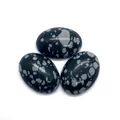 Cabochons ovales polis en pierre naturelle d'obsidienne neige pour bijoux - 6X8mm / Obsidienne flocon de neige