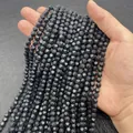 Polished matte black agate faceted round beads for DIY jewelry making and crafts - Black Stone / 6mm