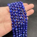 Faceted natural Lapis Lazuli beads in deep blue with golden flecks for DIY jewelry making - 6mm / Lapis Lazuli