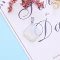 Polished square opal pendant with silver clip on elegant decorative card with flowers - Opal (24x28mm) / Opal