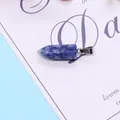 Zeshoekige blauwe opaal hanger met natuurlijke textuur en een zilveren metalen sluiting - Witgevlekte blauwe steen