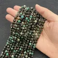 Faceted natural agate beads in blue-green and brown tones for DIY jewelry making - Plum Blossom Jade / 6mm
