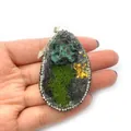 Pendentif goutte d'eau en pierre naturelle avec cristaux de malachite et strass - Micro Paysage Ton Malachite (4#)
