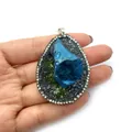 Pendentif goutte d'eau avec pierre druzy bleue et strass brillants pour bijoux - Micro Paysage d'Amas de Cristal Bleu (3#)