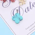 Natural stone four-leaf flower pendant in light blue with silver loop for DIY jewelry making - Blue Turquoise