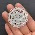 Perle en nacre naturelle avec sculpture creuse de cygne et fleurs pour bijoux DIY - No.1 Style Cygne Floral Rond (40mm)