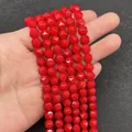Faceted red gemstone beads for DIY necklaces and handmade jewelry accessories - Faux Red Coral