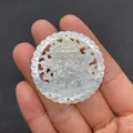 Perle de nacre ronde évidée avec gravure de pavillon chinois et reflet irisé - No.2 Style de Pavillon Chinois Rond (40mm)