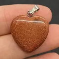 Hartvormige goudsteen hanger met zilveren sluiting voor DIY sieraden maken - Goudzandsteen