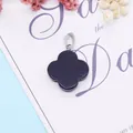 Blue goldstone four-leaf clover pendant necklace charm with silver metal clasp - Blue Sandstone