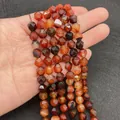 Faceted red agate natural stone beads strands for DIY jewelry making and necklaces - Red Agate
