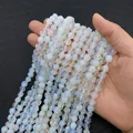 Faceted opalite glass beads strings with milky translucent finish for DIY jewelry - Opal / 6mm